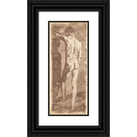 Reijer Stolk 12x24 Black Ornate Framed Double Matted Museum Art Print Titled: Standing Boy, Seen on the Back