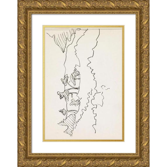 Reijer Stolk 13x18 Gold Ornate Wood Frame and Double Matted Museum Art Print Titled - Landscape with Trees (1906)