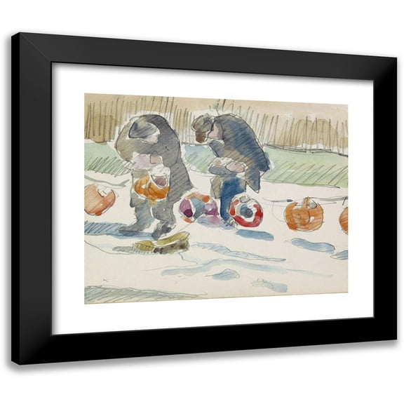 Reijer Stolk 14x12 Black Modern Framed Museum Art Print Titled - Two Men on a Street (C. 1916)