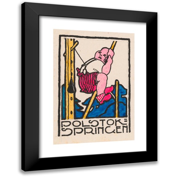 Reijer Stolk 14x18 Black Modern Framed Museum Art Print Titled - Vignet `Polstok-Springen '(1906)
