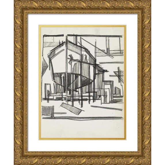 Reijer Stolk 15x18 Gold Ornate Wood Frame and Double Matted Museum Art Print Titled - Ship on a Yard Slope (1906)