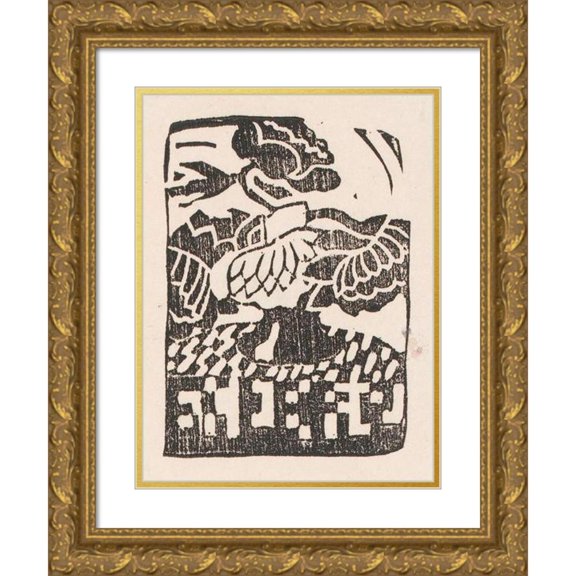 Reijer Stolk 19x24 Gold Ornate Framed and Double Matted Museum Art Print Titled - Ex Libris with Flower Vase (1906)