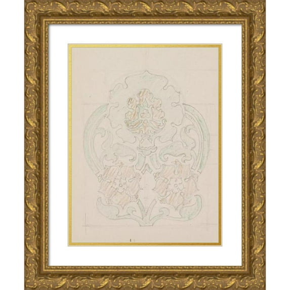 Reijer Stolk 19x24 Gold Ornate Framed and Double Matted Museum Art Print Titled - Ornament with Floral Motif (1916)