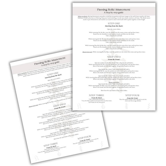 Reiki Attunement Guide Laminated 2 Pk 8.5 x 11 Step by Step Attunement Chart use with Reiki Clients for Session Notes Ultimate Healing