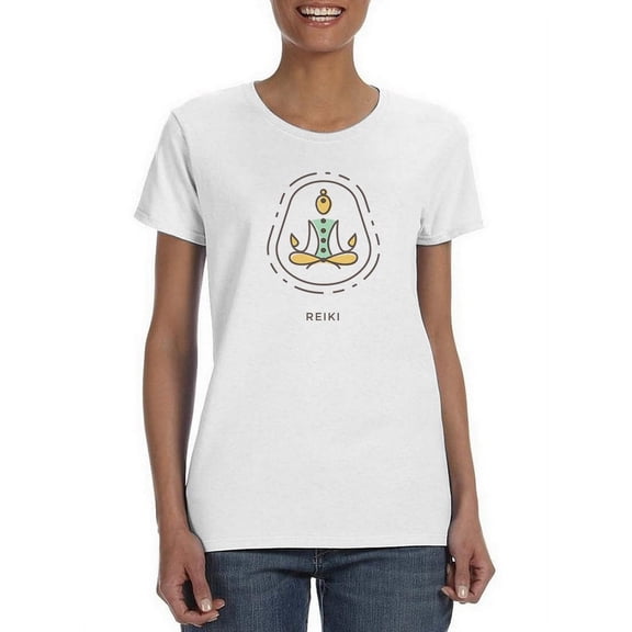 Reiki Balance Chakras Silhouette Women White Yoga T-Shirt, Female XX-Large