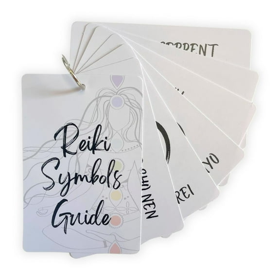 Reiki Symbol Quick Guide Flip Book Plastic Cards Laminated Colorful 3x4.5 Step by Step Drawing With Clients Session Notes Ultimate Healing on Ring Usui