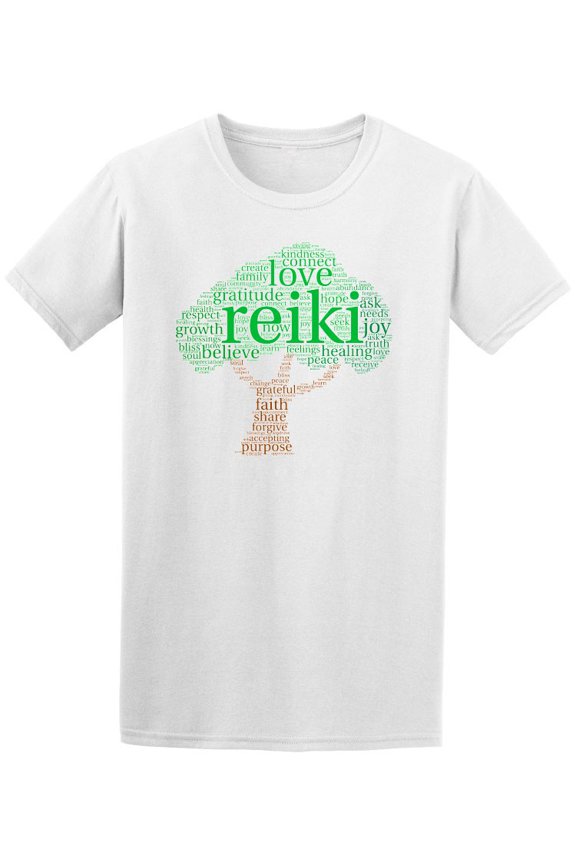 Reiki Word Cloud Tree Love T-Shirt Men -Image by Shutterstock, Male Small
