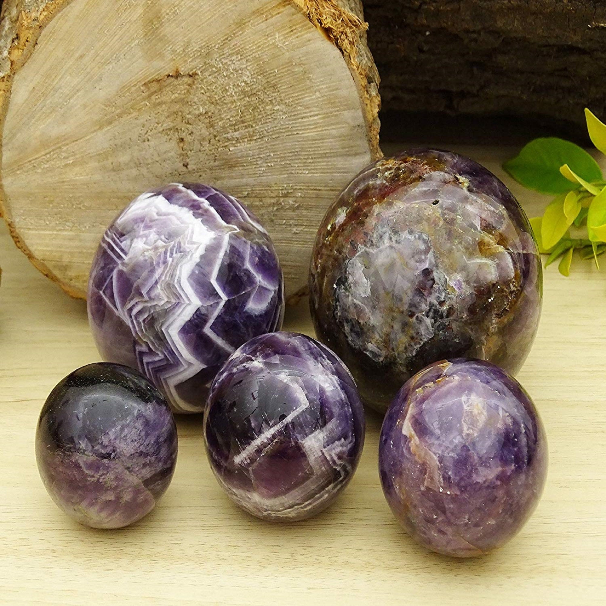 Reikiera Crystal Healing Amethyst Stone Ball Natural Gemstone Sphere with Ring Stand Reiki Table Decor- Choose Size