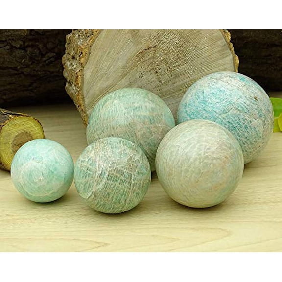 Reikiera Healing Amazonite Sphere Stone Ball With Ring Stand Aura Balancing Metaphysical Natural Gemstone- Choose Size
