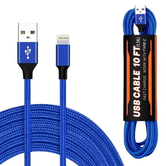 Reiko 1.7A 10Ft USB Cable for IOS in Blue