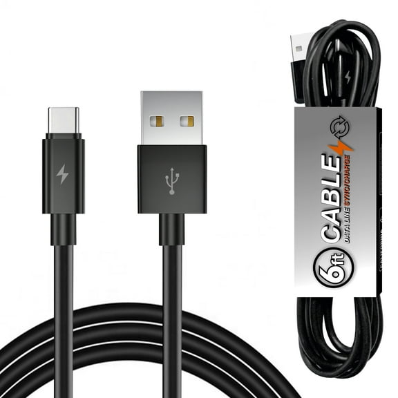 Reiko 6 FT PVC Material USB-A to TYPE C Fast Charging & Data Sync Cable In BLACK (2 Pack)