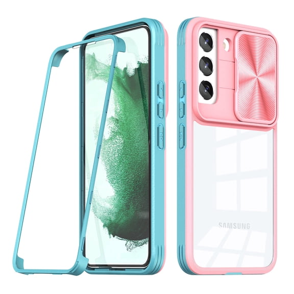 Reiko Full Protection with Phone Protective Film Slide Camera Lens Phone Case for Samsung Galaxy S 22 Plus in Pink