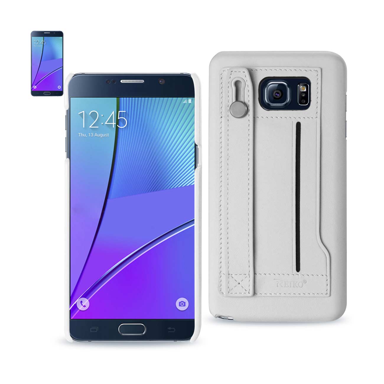 Reiko Galaxy Note 5 Genuine Leather Hand Strap Case in Ivory - Walmart ...