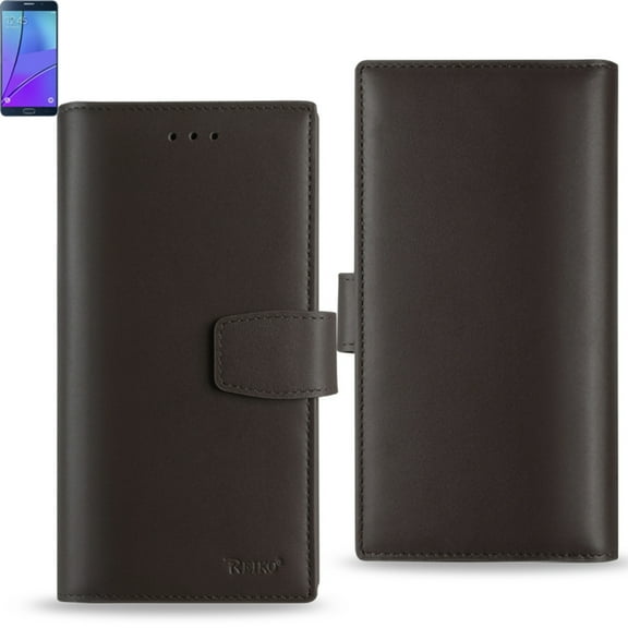 Reiko Genuine Leather Flip RFID ID Card Wallet Case for Samsung Galaxy Note 5 - Brown