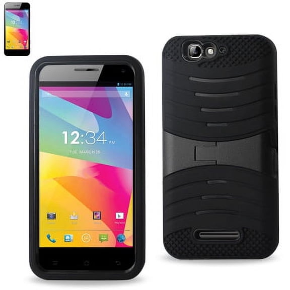 Reiko Hybrid Case Cover with Kickstand for BLU Life Pro L210A L210I, Black