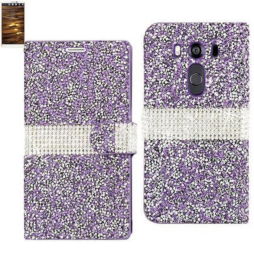 Reiko LG V10 Diamond Rhinestone Wallet Case in Purple - image 1 of 4