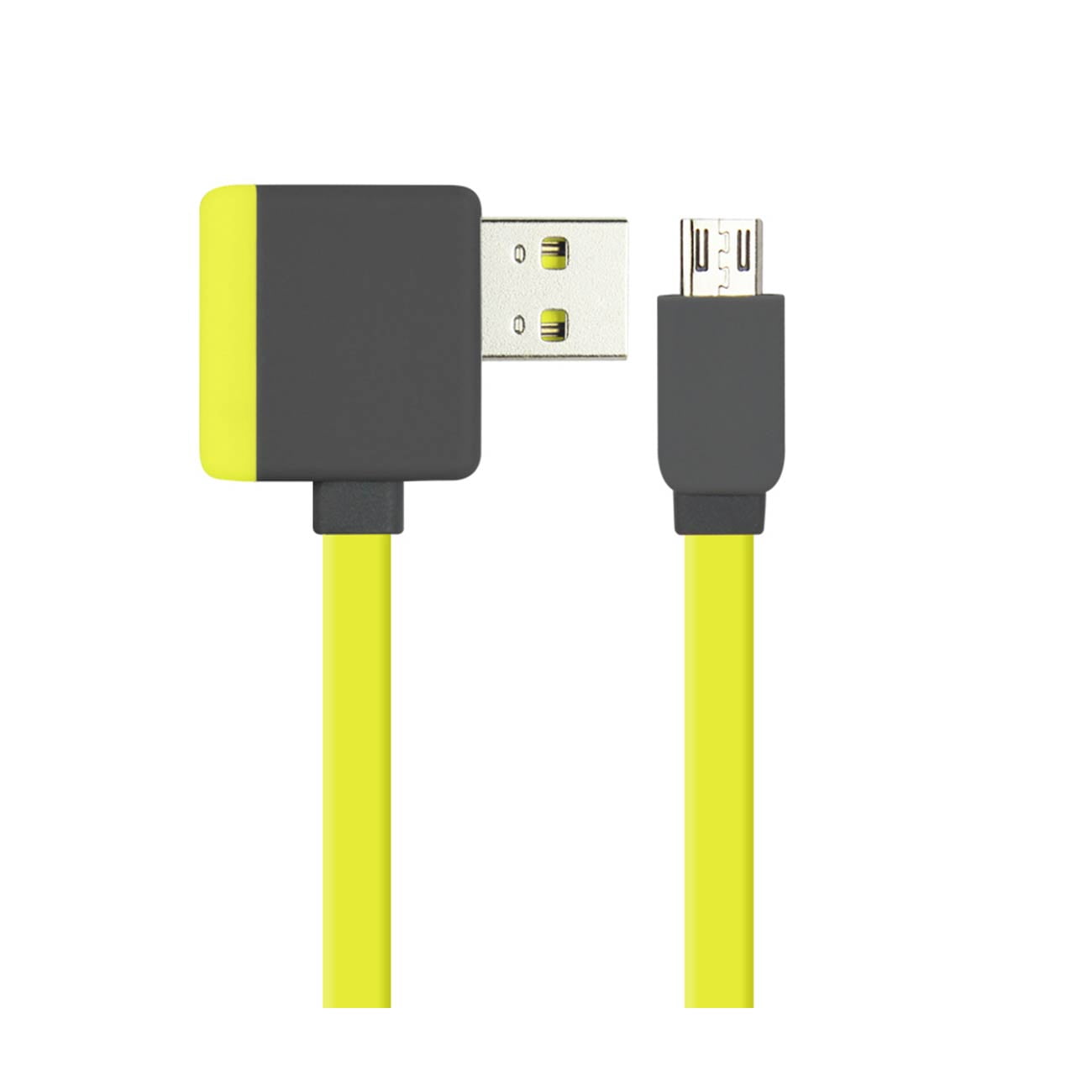 Reiko Tangle-Free Flat 9" 90 degree plug Micro USB Data Cable - Yellow