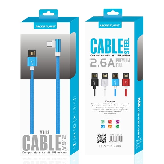 Reiko Wireless Moisture 2.6a Premium Full Steel Data Cable in Blue