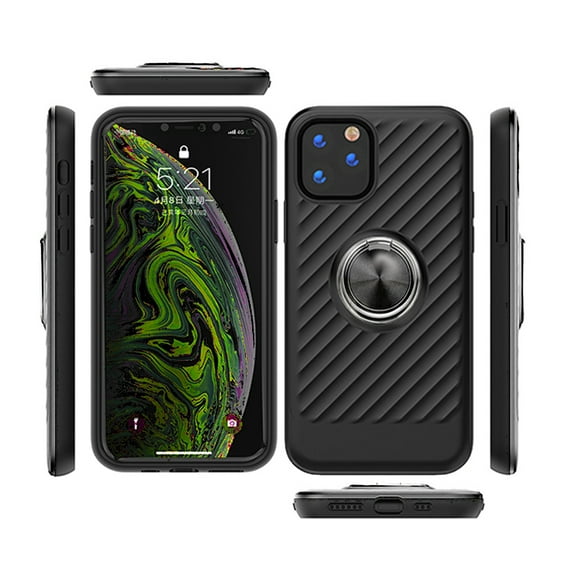 Reiko Wireless Reiko brand for iPhone 11 Pro Case with Ring Holder in Black