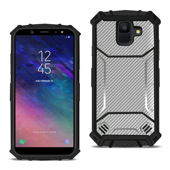 Reiko brand for Galaxy A6 Carbon Fiber Hard-shell Case In Gray