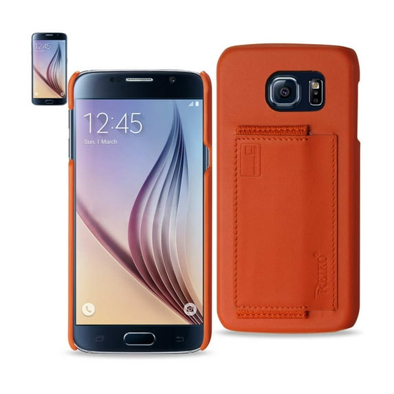 Reiko brand for Galaxy S6 Rfid Genuine Leather Case Protection And Key Holder In Tangerine