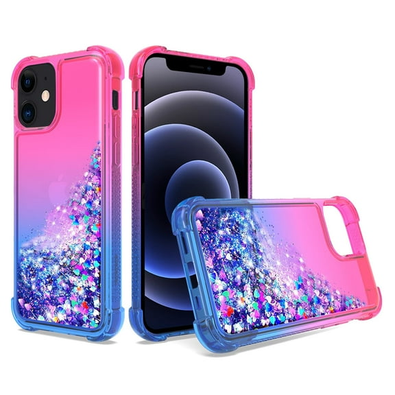 Reiko brand for Iphone 12 Mini Shiny Flowing Glitter Liquid Bumper Case In P