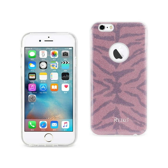 Reiko brand for iphone 6/ 6s Shine Glitter Shimmer Tiger Stripe Hybrid Case In Hot Pink