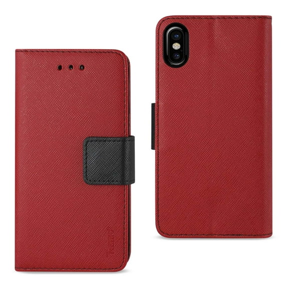 Reiko brand for iphone X 3-in-1 Wallet Case In Red