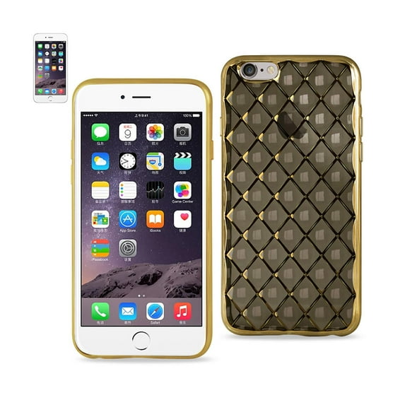 Reiko TPU Rhombus Pattern Case Cover for Apple iPhone 6s Plus / 6 Plus - Black/Gold