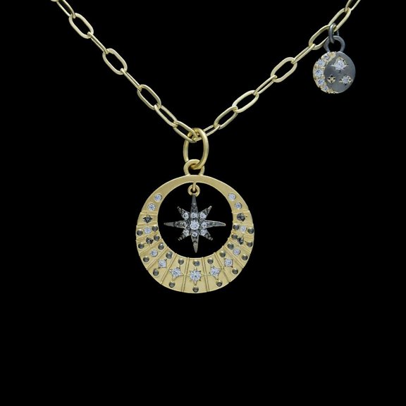 Reimagine Your Necklace with TheJewelryHut Designer Starburst Vintage Inspired Style Crystalline Gold Plated Brass Paperclip Necklace