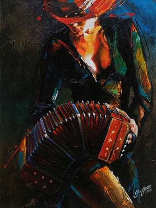 Reina del Bandoneon Canvas Art - Colin John Staples (18 x 24)