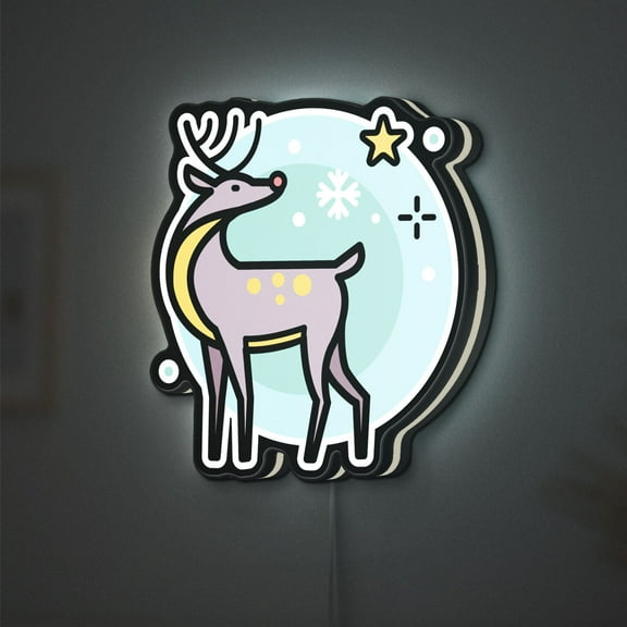 Reindeer 3D Novelty Light Box for Winter Wonderland Decor, Seasonal Festive Lighting and, Ideal for Christmas Enthusiasts (Width 8 inch, 20cm)