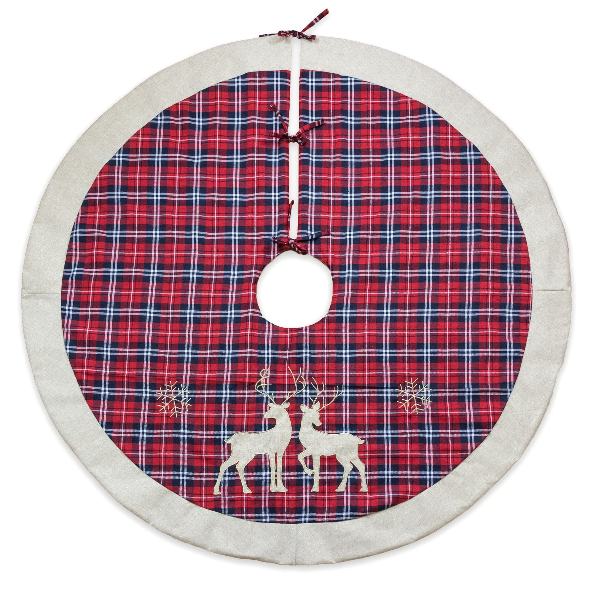 Reindeer 56 in. Red Christmas Tree Skirt