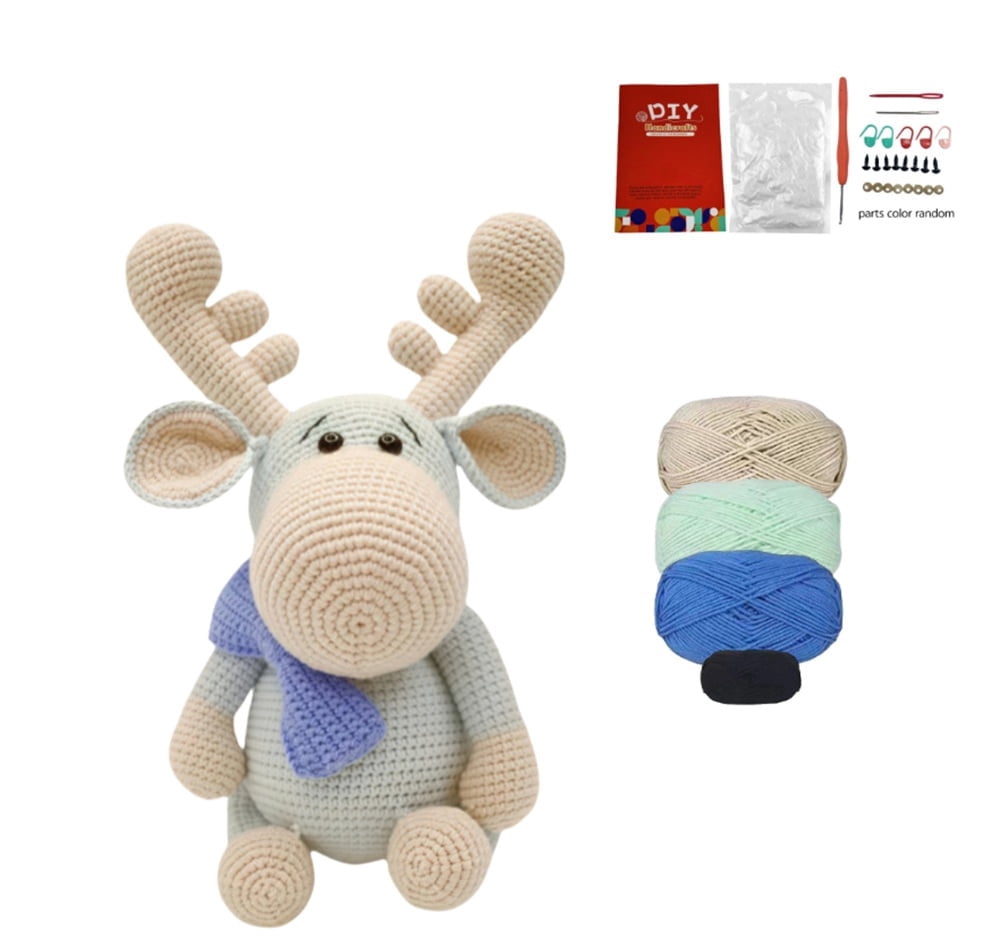 Reindeer Crochet Kit for Beginners, Amigurumi Starter Set with Step-by-Step Video Tutorials, TIKA