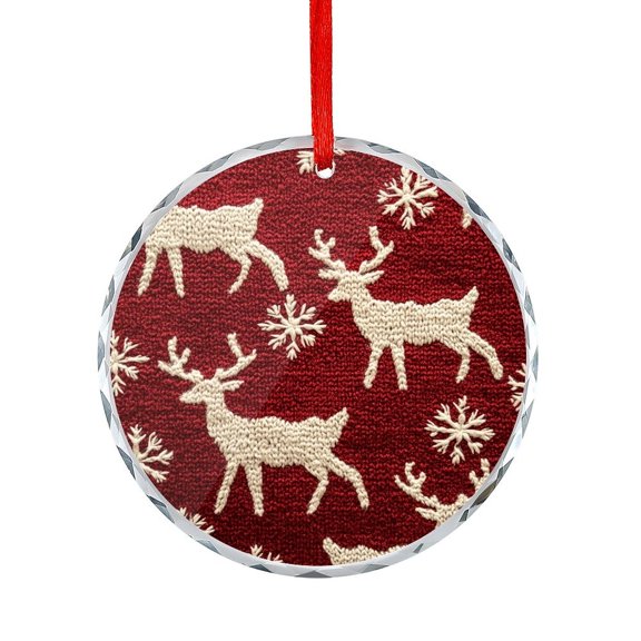 Reindeer And Snowflake Glass Christmas Ornament for Home Office Xmas Tree Decor Winter Holiday Decor&nbsp; Round Shaped Glass Ornament