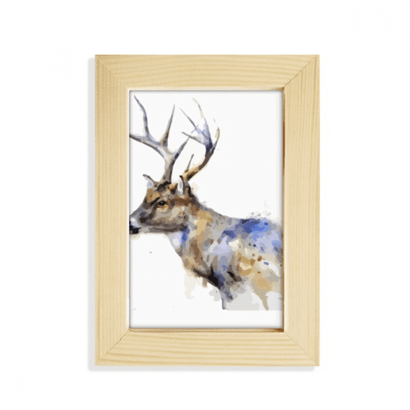 Reindeer Animal Artistic Effect Colourful Desktop Display Photo Frame Picture Art Painting 5x7 inch