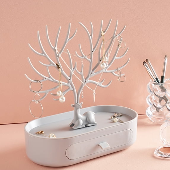Reindeer Antler Jewelry Organizer - Christmas Themed Storage Stand with ...