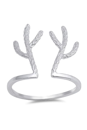 Reindeer Antlers Christmas Ring .925 Sterling Silver Cactus Open Band Jewelry Female Male Size 8