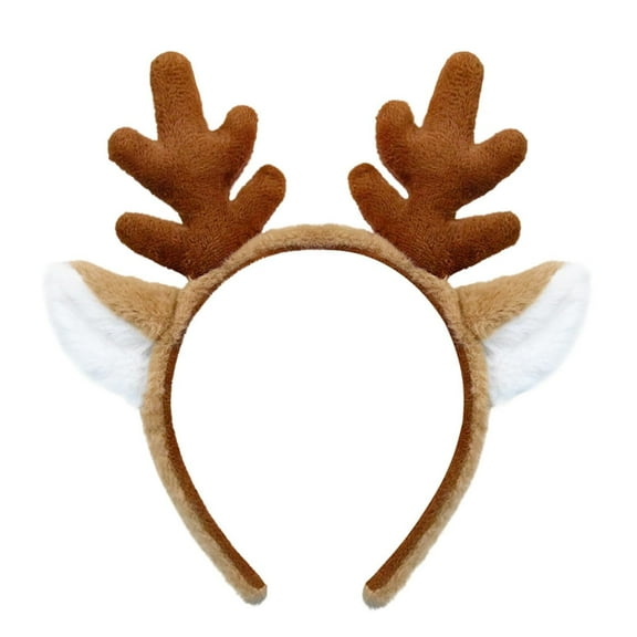 Reindeer Antlers Headband Fluffy Animal Deer Ears Hairband Party Trips Cosplay Costume Washing for Christmas Halloween suitable for adults