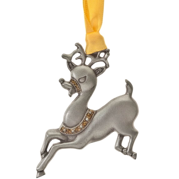 Custom Reindeer Birthstone Ornament, 100% Pewter - Measures 2 3/4" Wide x 2 1/4" High, November