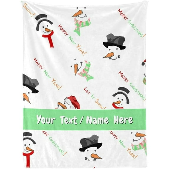 Reindeer Blanket, Custom Throw Blanket with Name, Personalized Flannel Christmas Blanket for Couch Sofa Bedroom Living Room, 30" x 40"