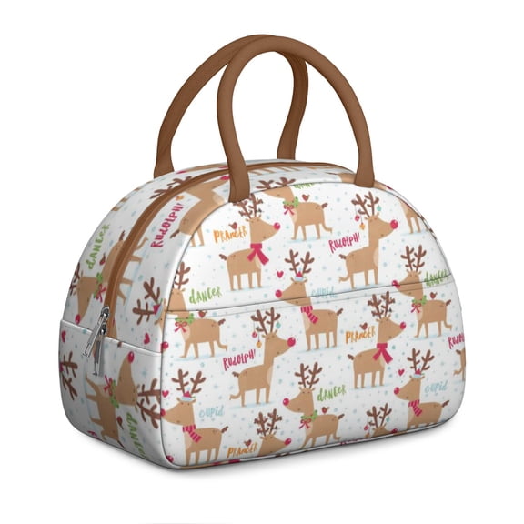 Reindeer & Buck Insulated Lunch Box – Large Thermal Cooler Bag for Hunting Enthusiasts, Eco-Friendly & Leakproof for Camping, Work & Travel (Ethnic Geometric Pattern)