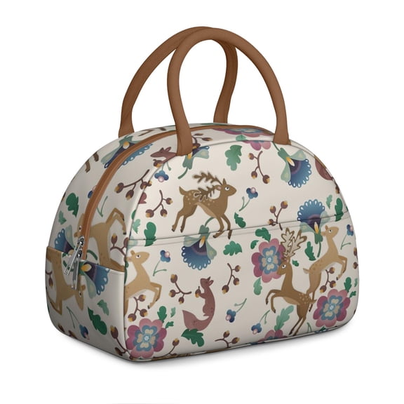 Reindeer & Buck Insulated Lunch Box – Large Thermal Cooler Bag for Hunting Enthusiasts, Eco-Friendly & Leakproof for Camping, Work & Travel (Ethnic Geometric Pattern)