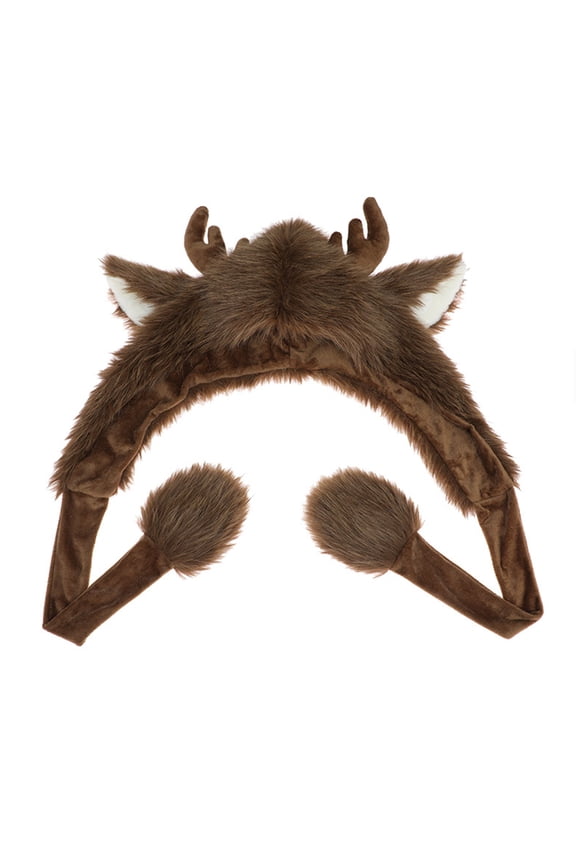 Reindeer Caps for Adult Child Thicken Plush Deer Horn Hat for Skiing Christmas Theme Windproof Ushanka Hat for Cold Weather