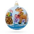 thumbnail image 1 of Reindeer Carrying Bag of Gifts Glass Ball Christmas Ornament 4 Inches, 1 of 3