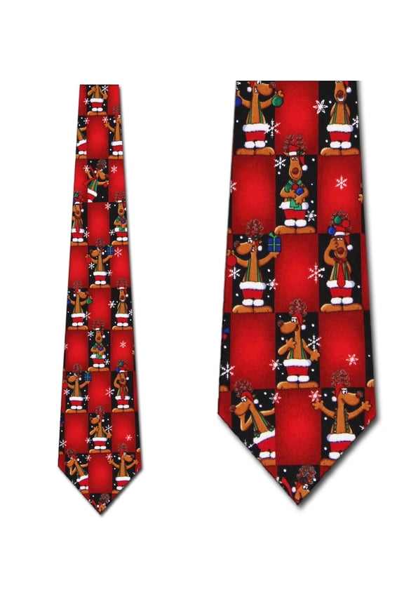 Reindeer Checkered Necktie Mens Tie by Tieguys