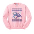 thumbnail image 1 of Reindeer Christmas Cross Stitch Sweatshirt Unisex Large Pink, 1 of 5