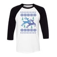 thumbnail image 1 of Reindeer Christmas Cross Stitch Three-Quarter Raglan Sleeve Baseball Shirt Unisex X-Small White/Black, 1 of 5