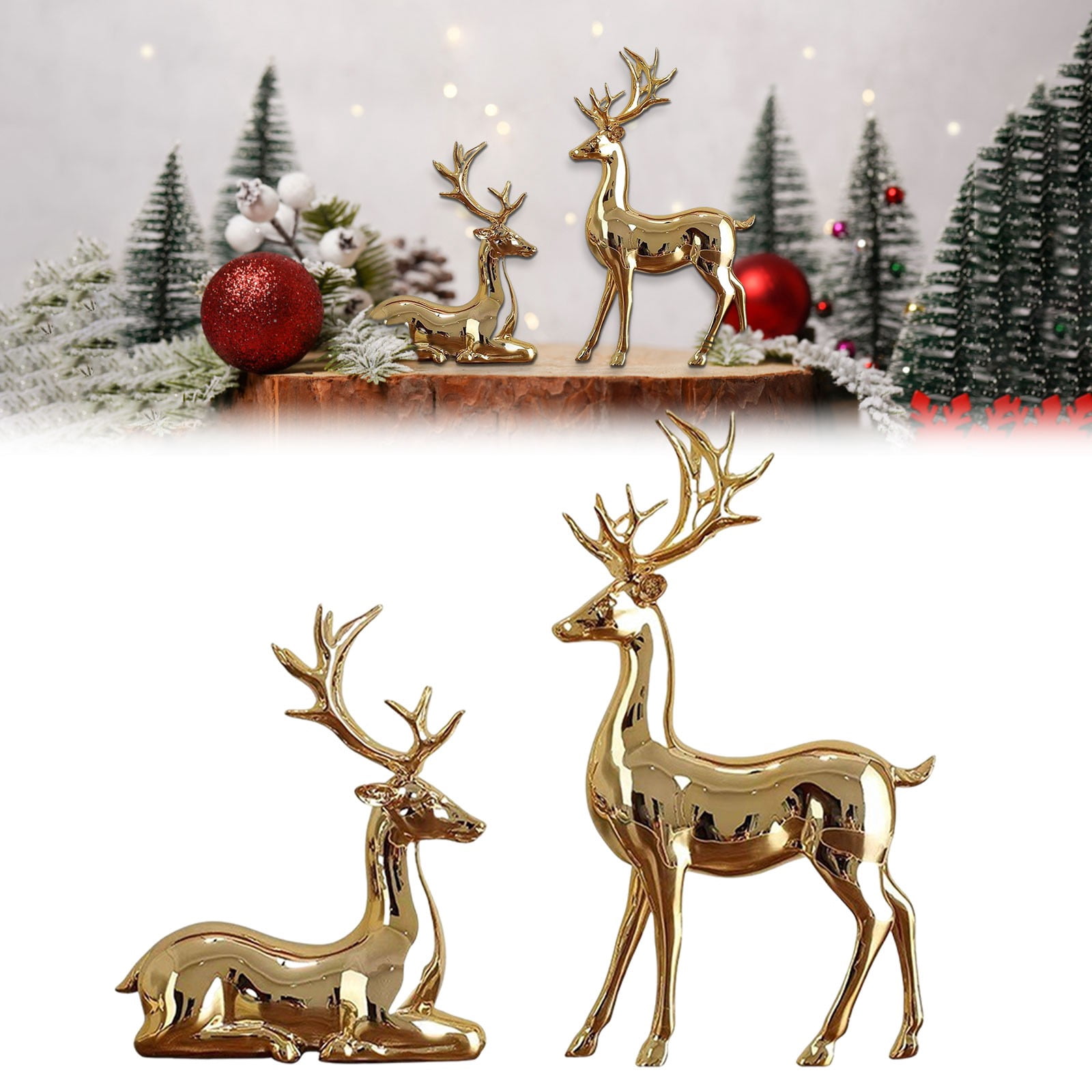 Reindeer Christmas Decor Deer Statue Christmas Reindeer Figurines Resin ...