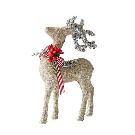 Reindeer Christmas Decorations, Glitter Deer Figurine Set for Mantle, Tabletop, and Centerpiece Displays, Holiday Home and Party Decor